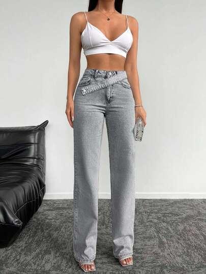 SZARE SPODNIE JEANS 