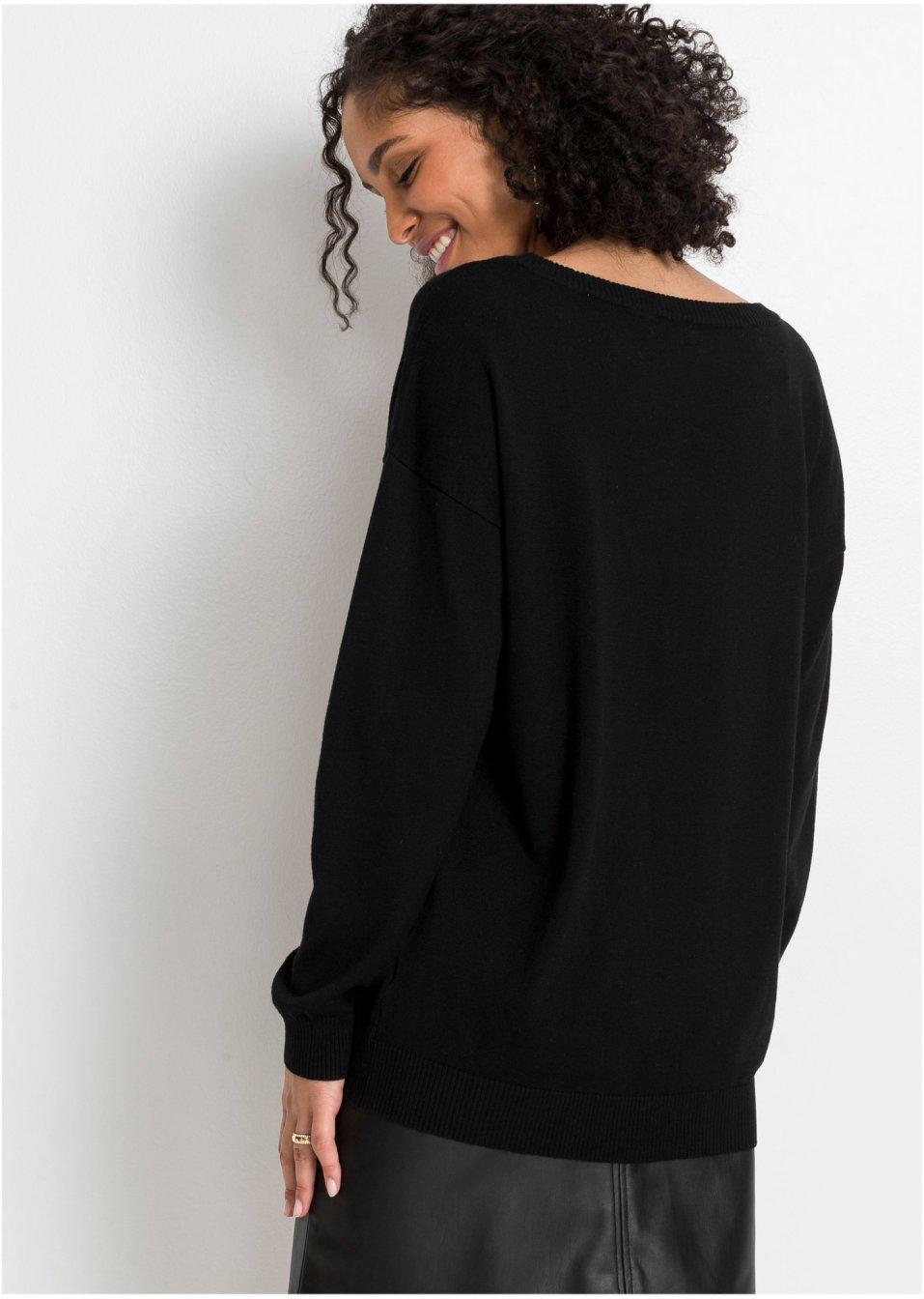 CZARNY SWETER V-NECK