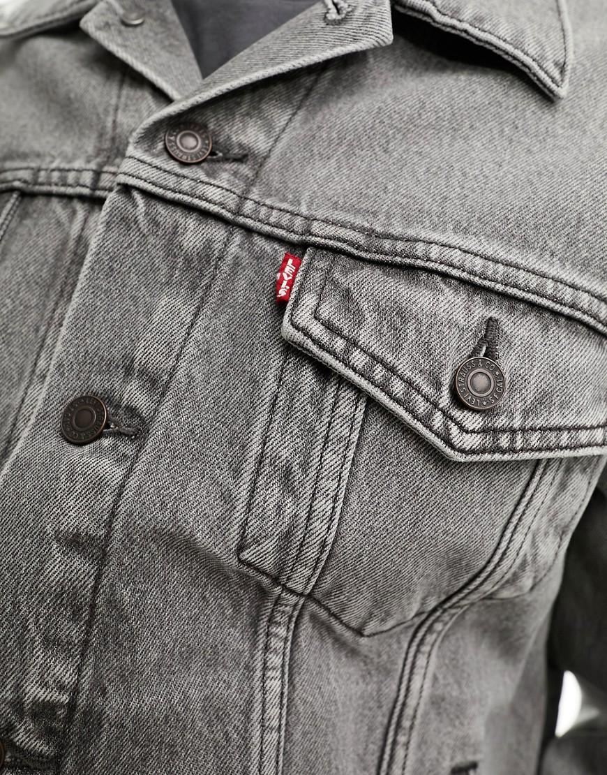 szara kurtka jeansowa guziki logo