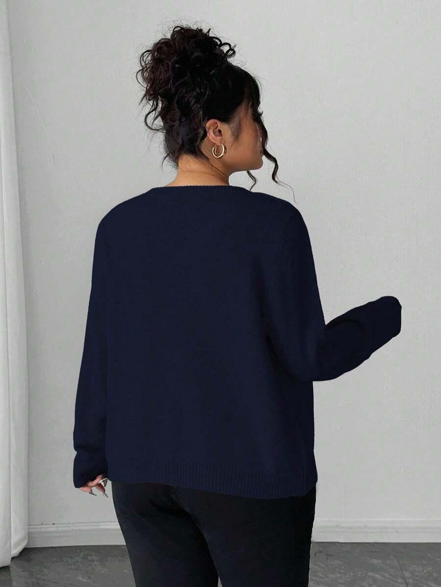 GRANATOWY SWETER GUZIKI