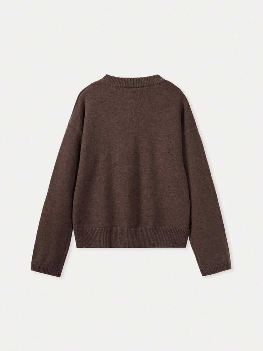 BRĄZOWY SWETER GUZIKI