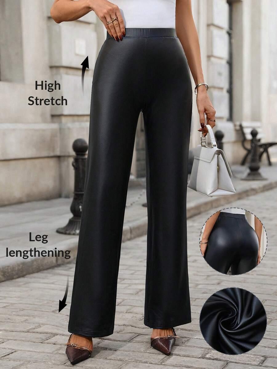 czarne legginsy imitacja skóry
