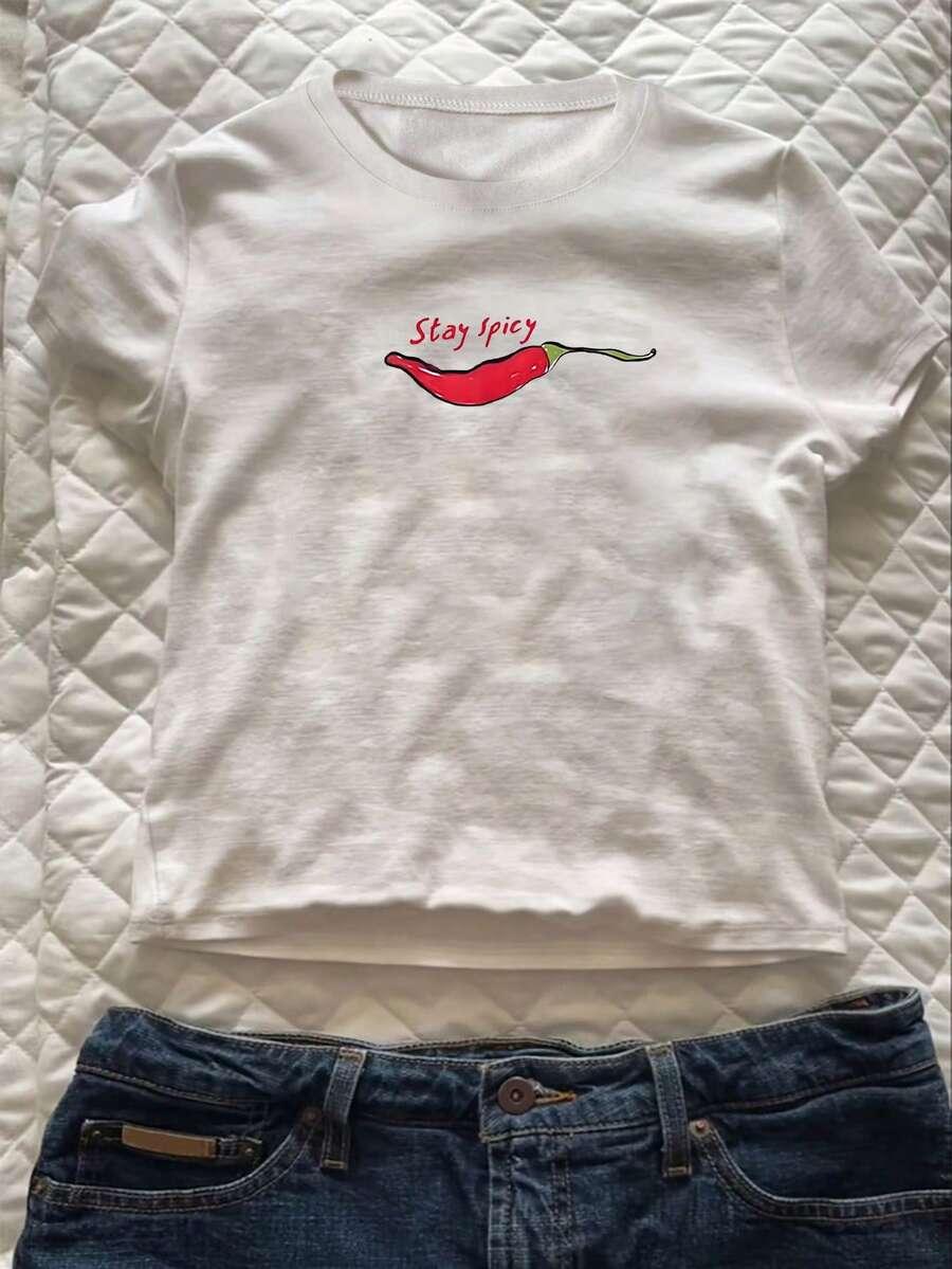 biały top print