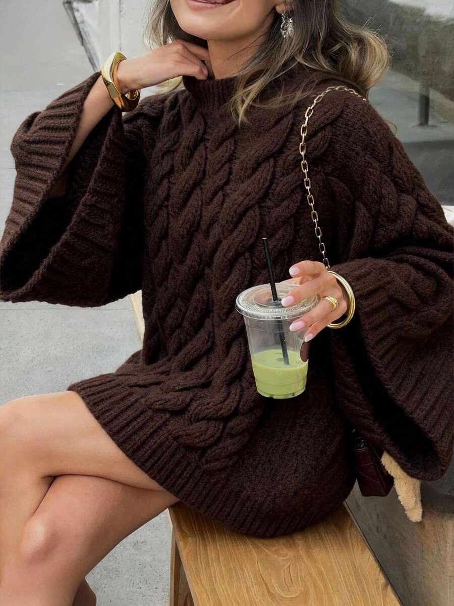 brązowy sweter splot
