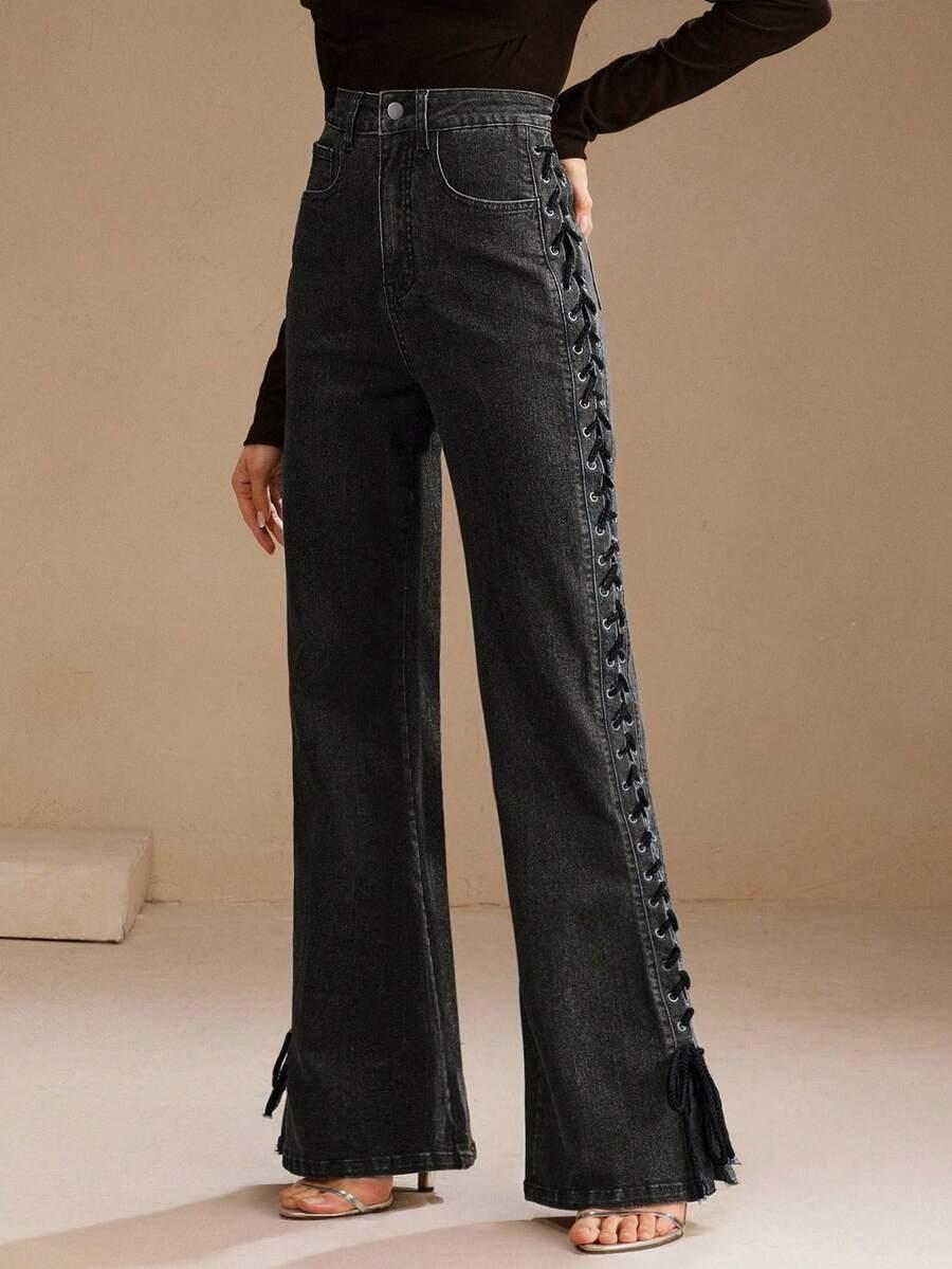 CZARNE SPODNIE JEANS