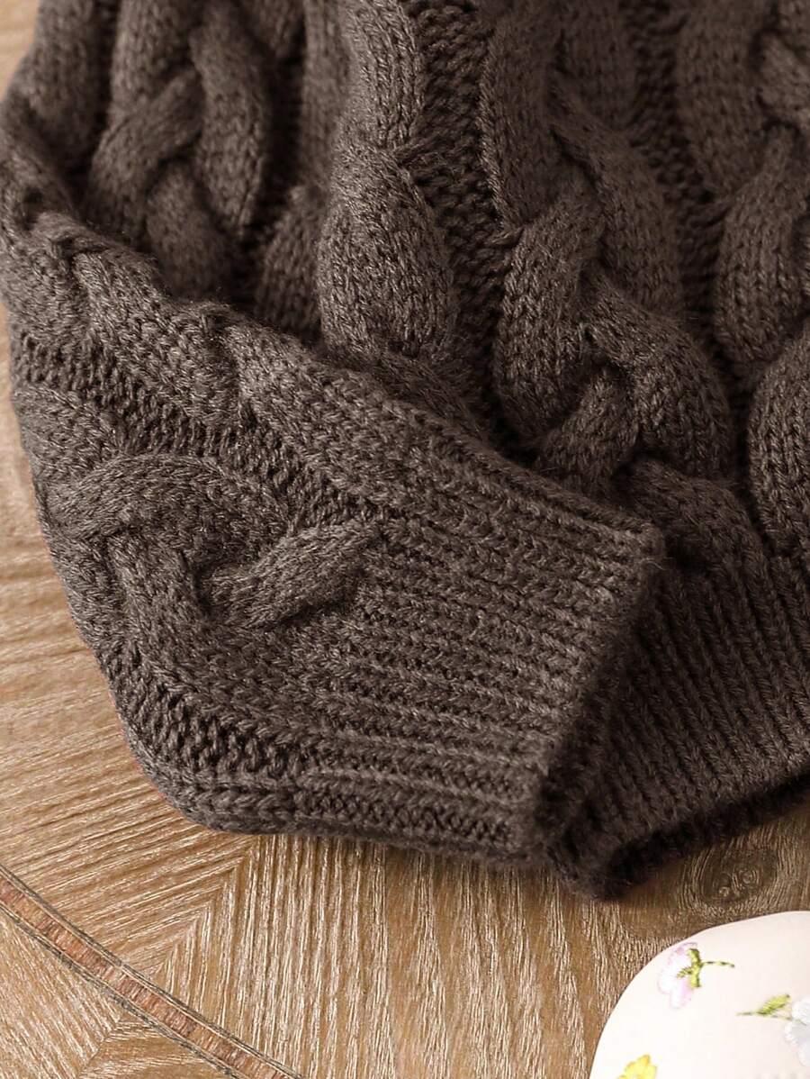 BRĄZOWY DZIANINOWY SWETER