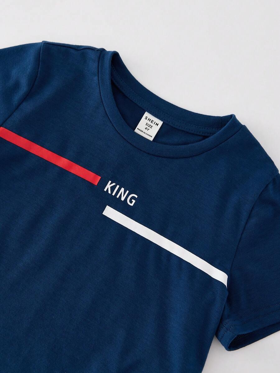 granatowy t-shirt print