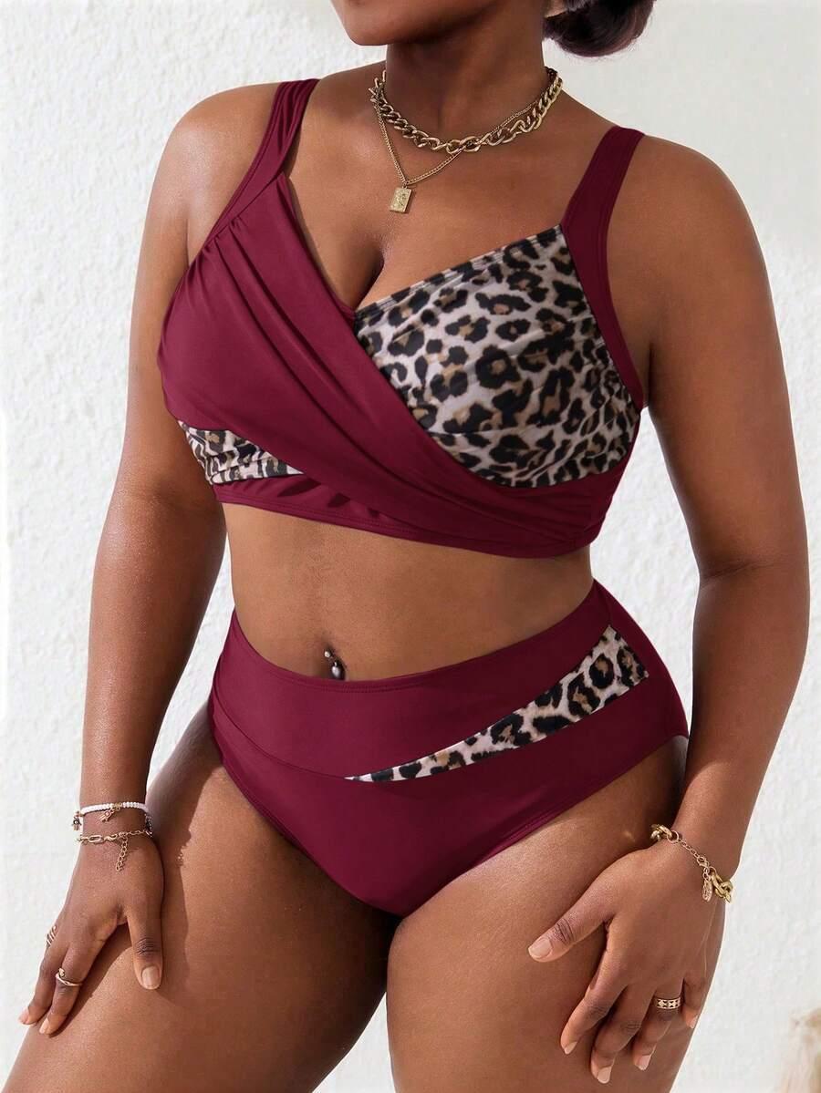 dwuczęściowy strój kąpielowy animal print