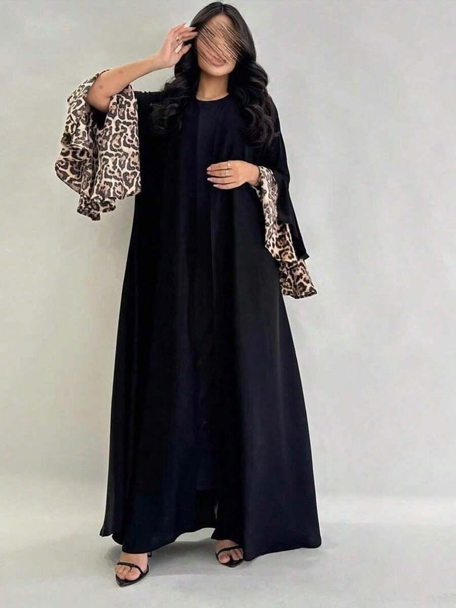 czarna narzutka łączenie animal print