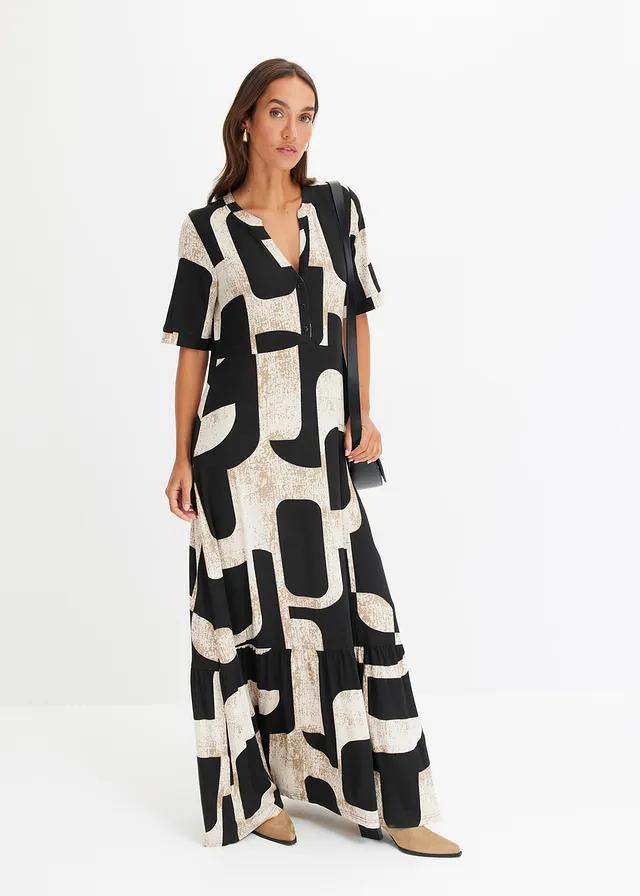 MAXI SUKIENKA V-NECK PRINT 