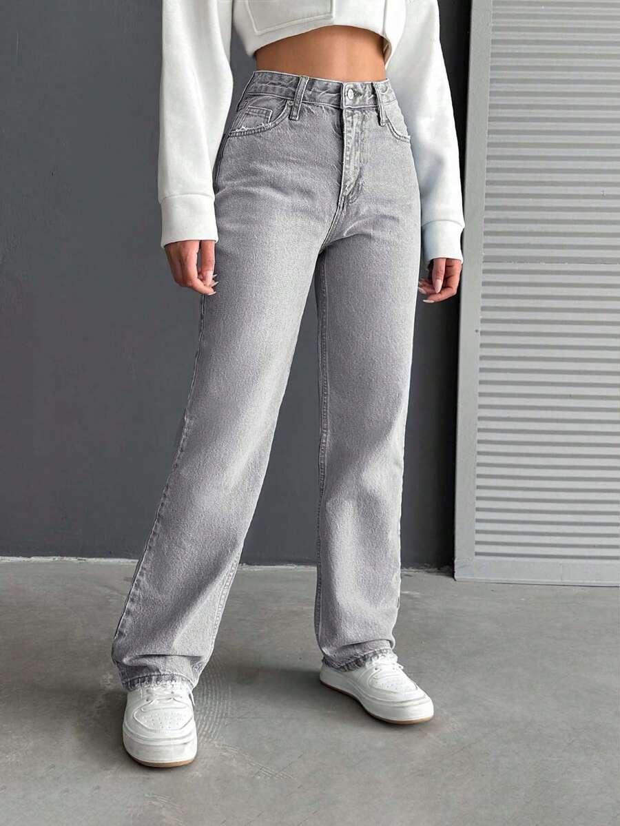 SZARE SPODNIE JEANS