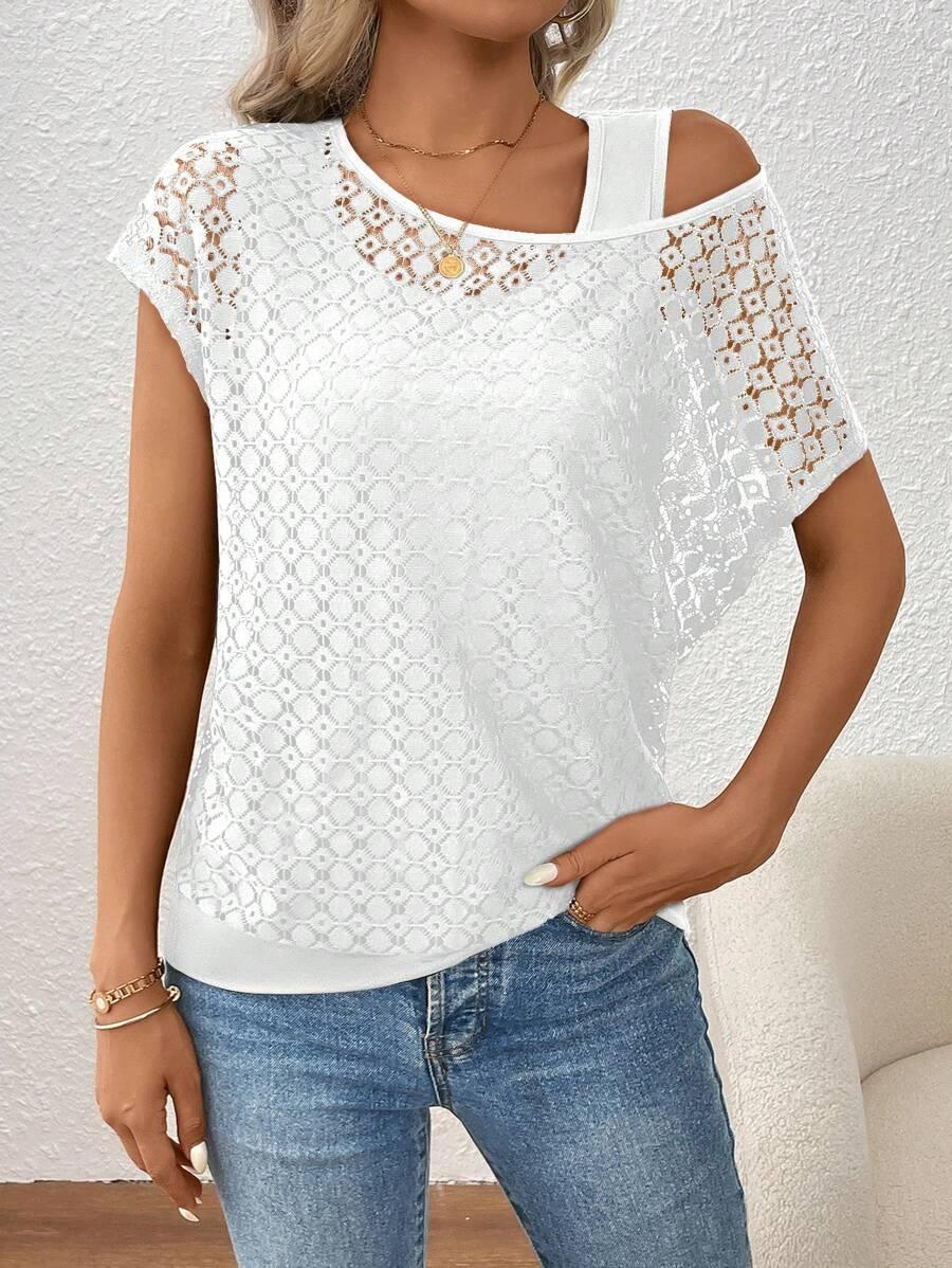 BIAŁY T-SHIRT KORONKA