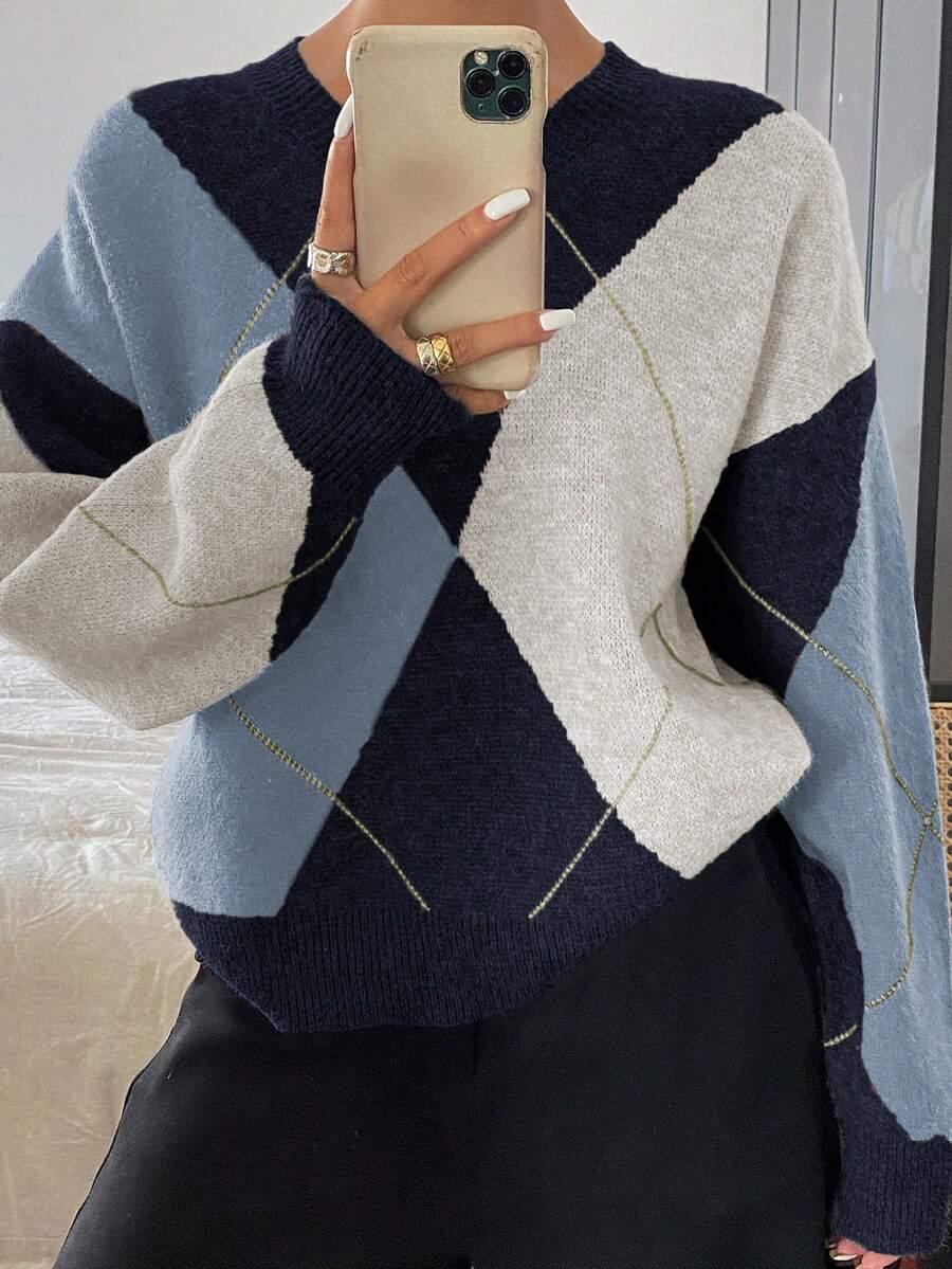 SWETER V-NECK PRINT