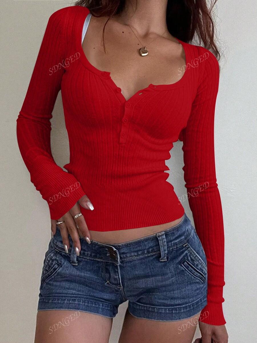 CZERWONY SWETER DZIANINA 