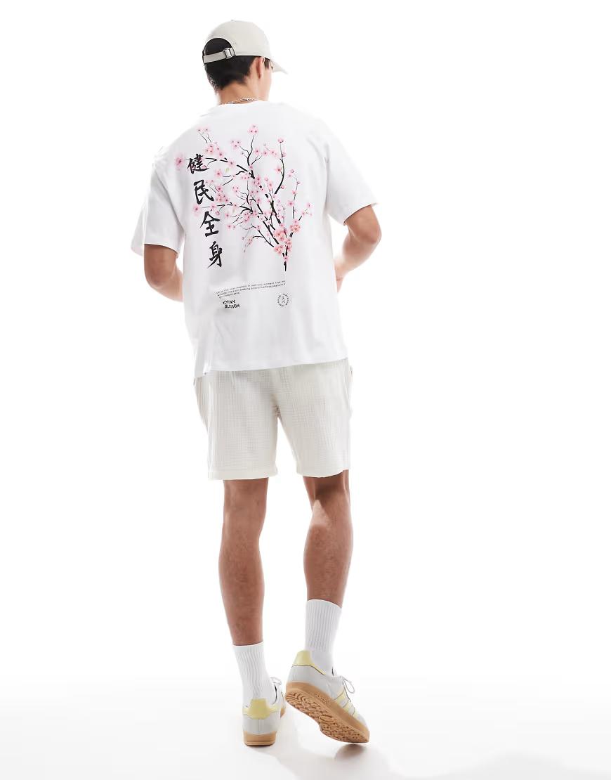 biały bawełniany t-shirt print