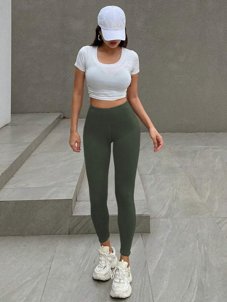 zielone sportowe LEGGINSY