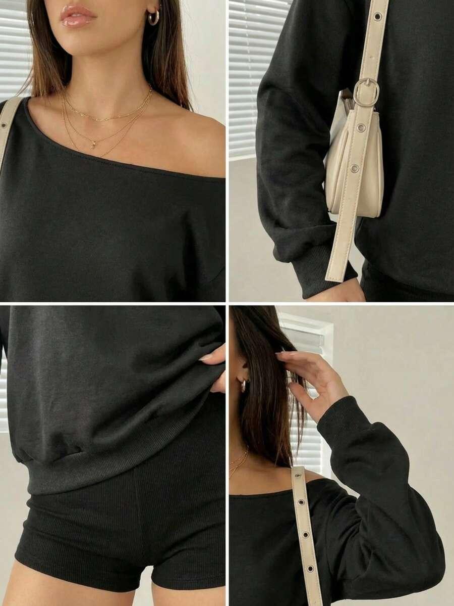 czarna bluza asymetria 