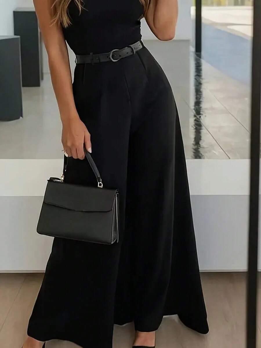 CZARNE ELEGANCKIE SPODNIE
