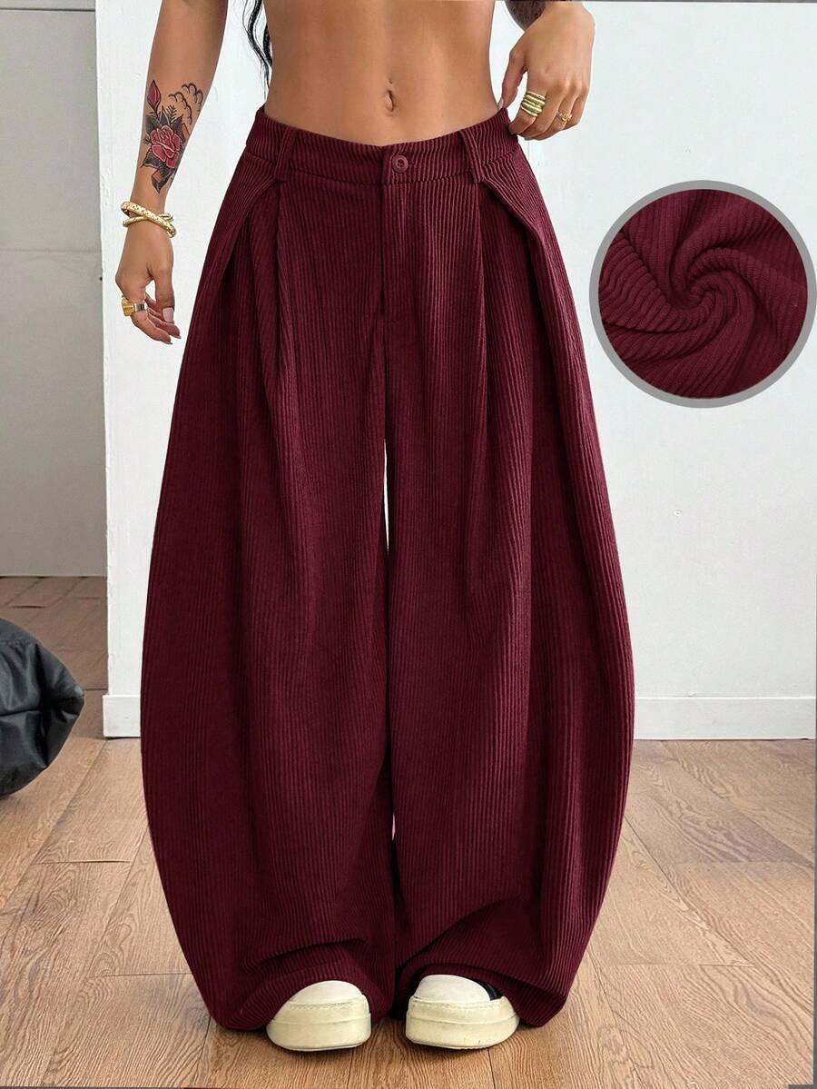 BORDOWE SPODNIE CASUAL OVERSIZE