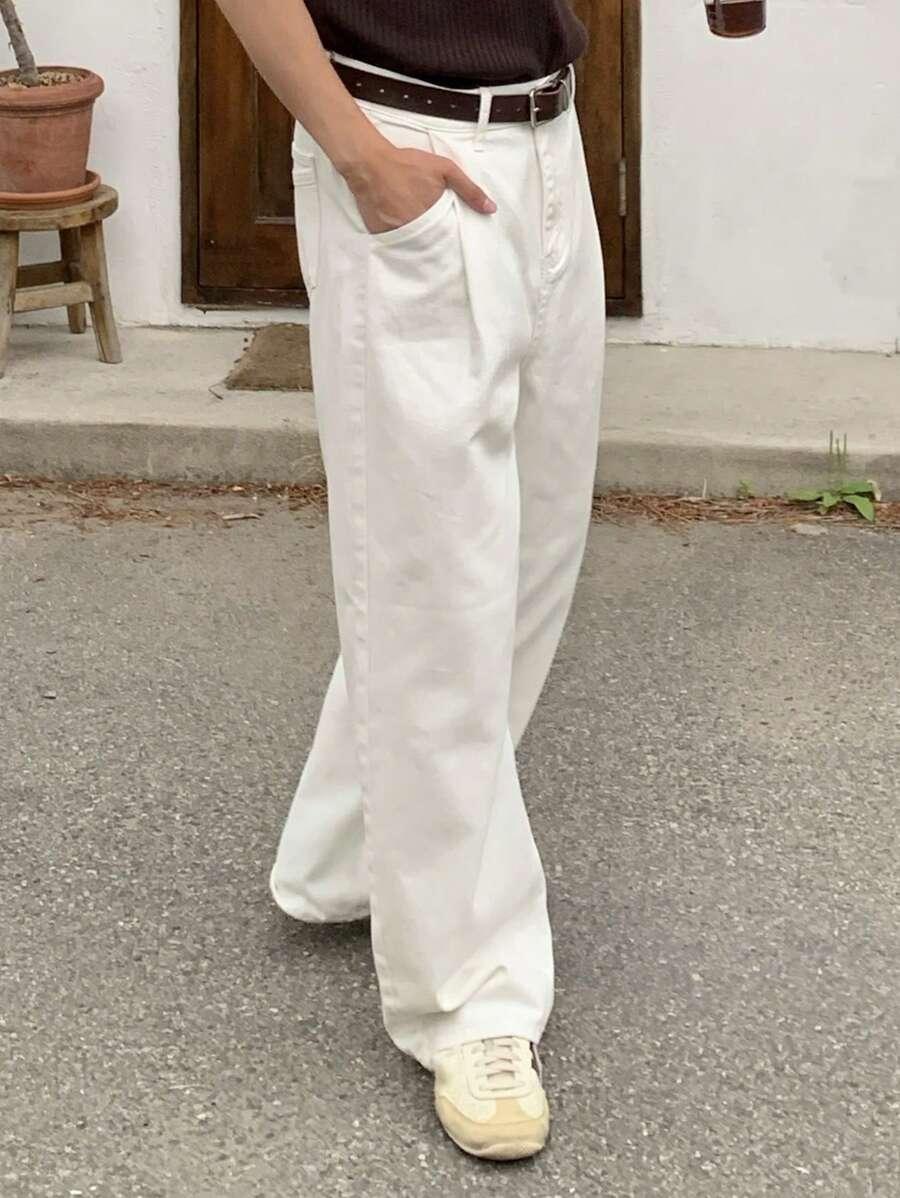 BIAŁE SPODNIE JEANS