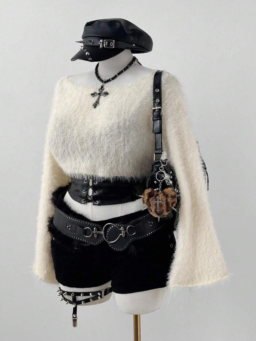 beżowy sweter długi rękaw