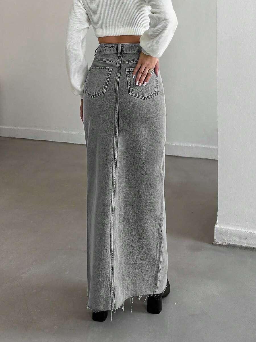 SZARA MAXI SPÓDNICA JEANS