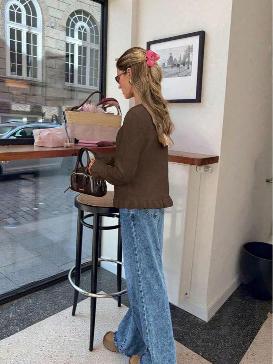 brązowy sweter długi rękaw