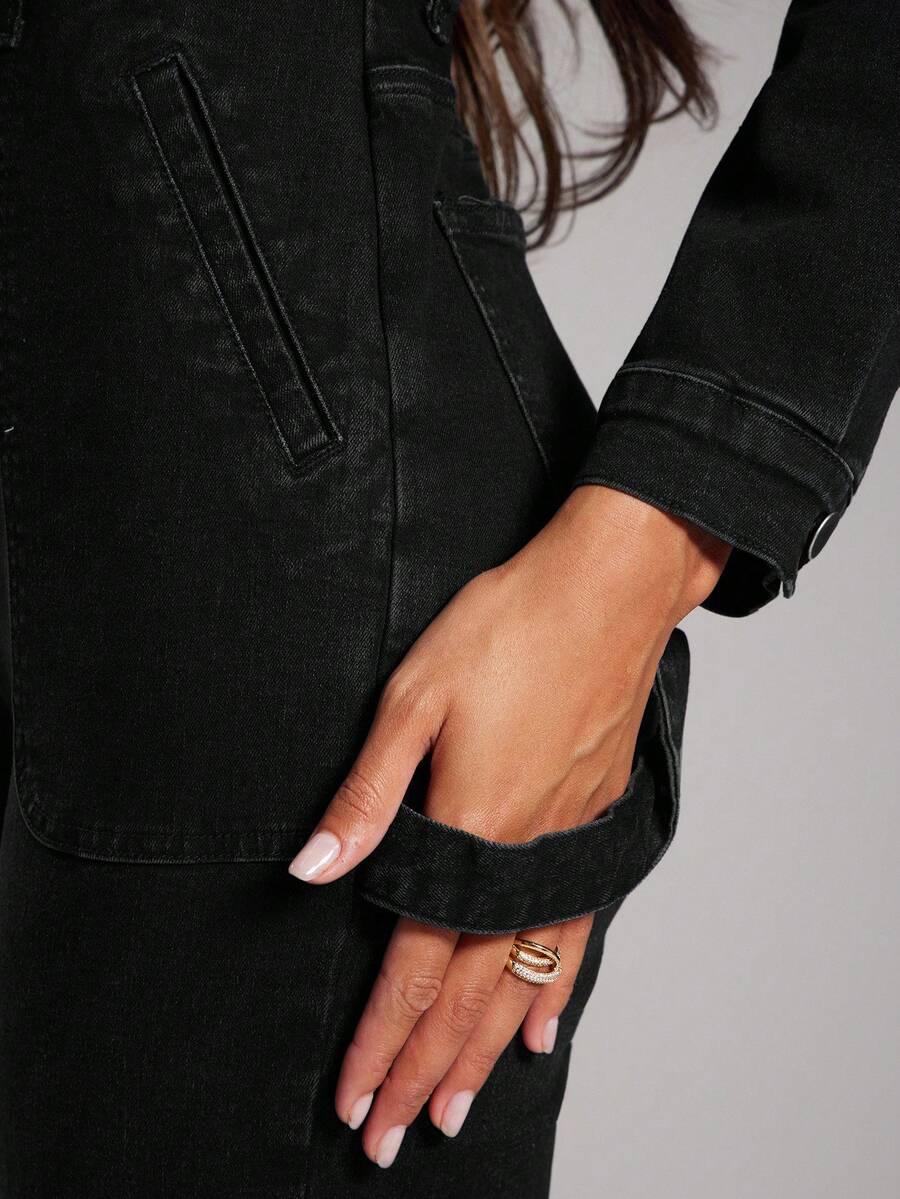czarny kombinezon jeans