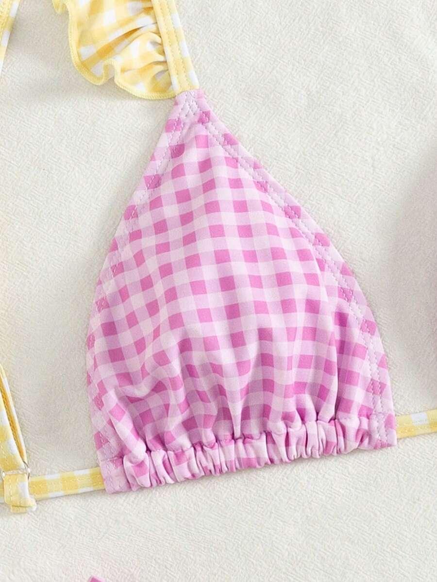 komplet bikini wzór kratka