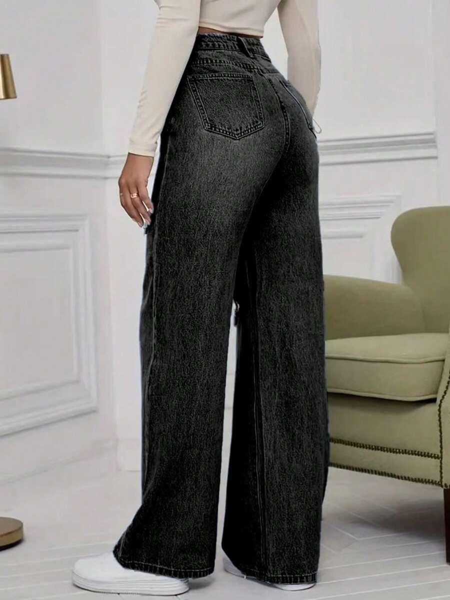 CZARNE SPODNIE JEANS