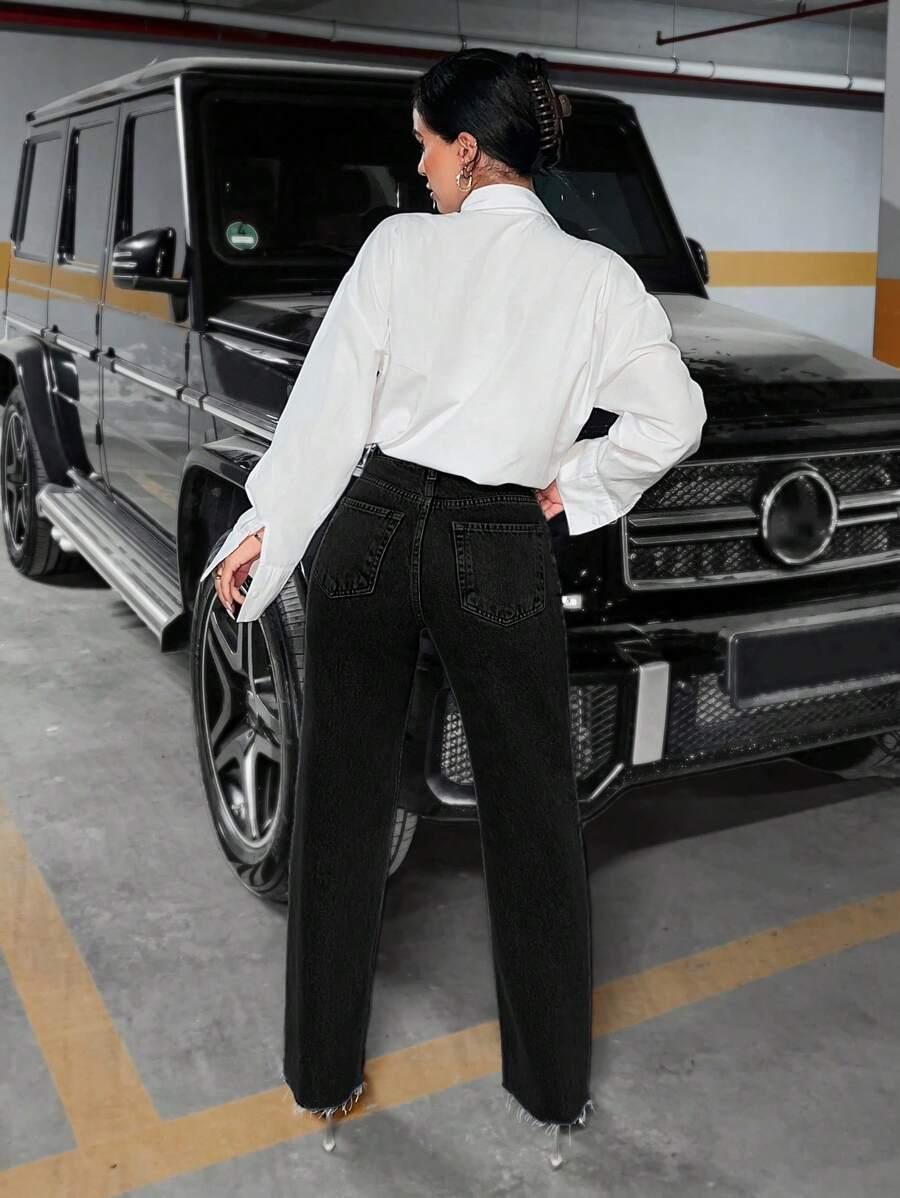 CZARNE SPODNIE JEANS