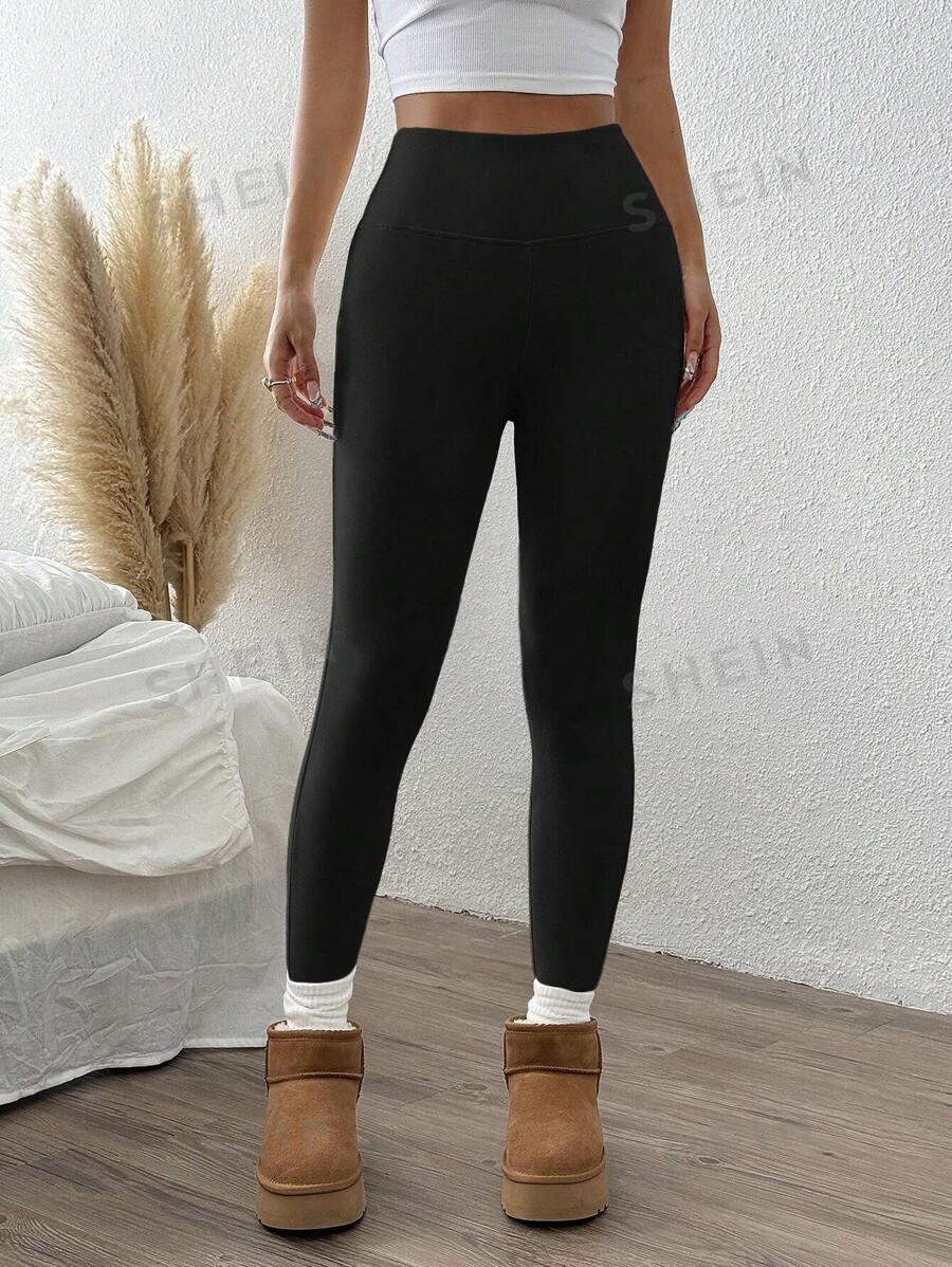 CZARNE OCIEPLANE LEGGINSY WYSOKI STAN 
