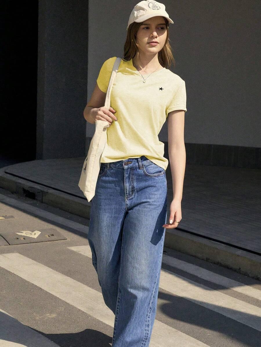 żółty t-shirt v neck