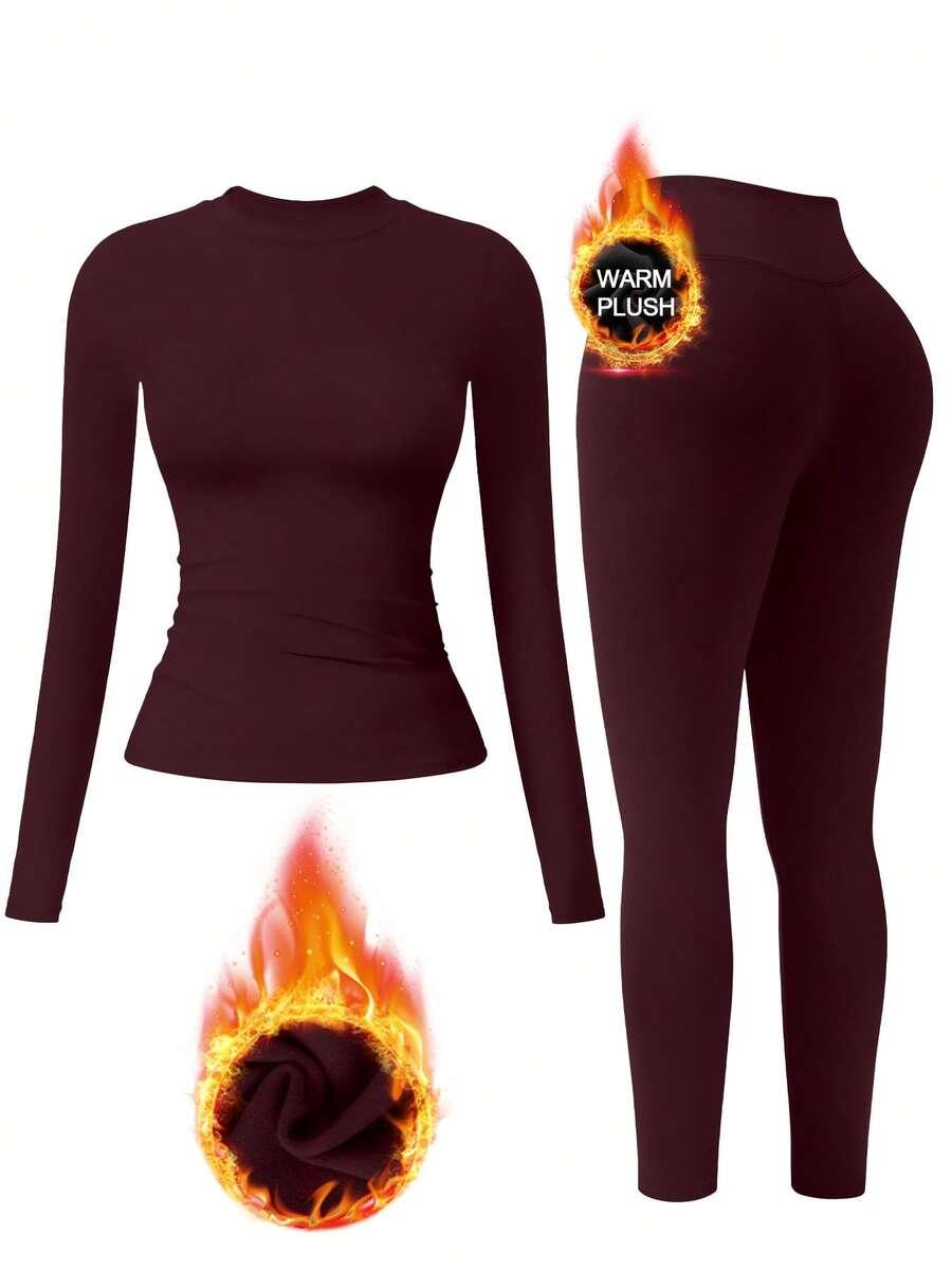bordowy komplet bluzka legginsy