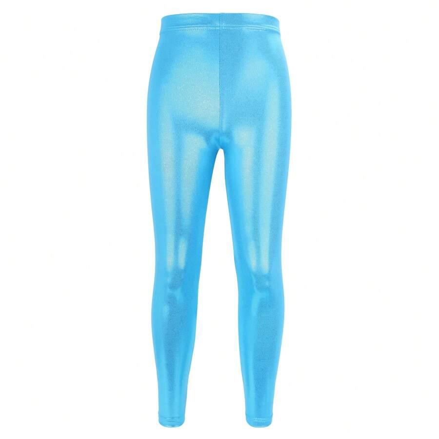 niebieskie legginsy połysk
