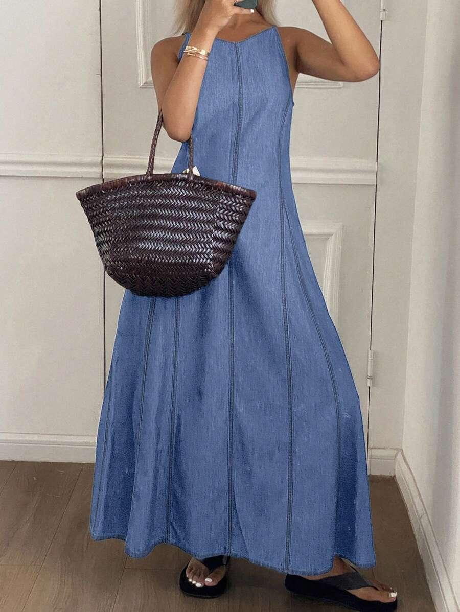 niebieska sukienka jeans