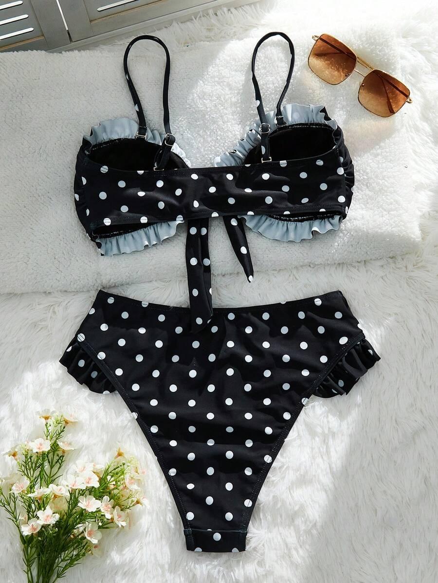 komplet bikini wzór groszki