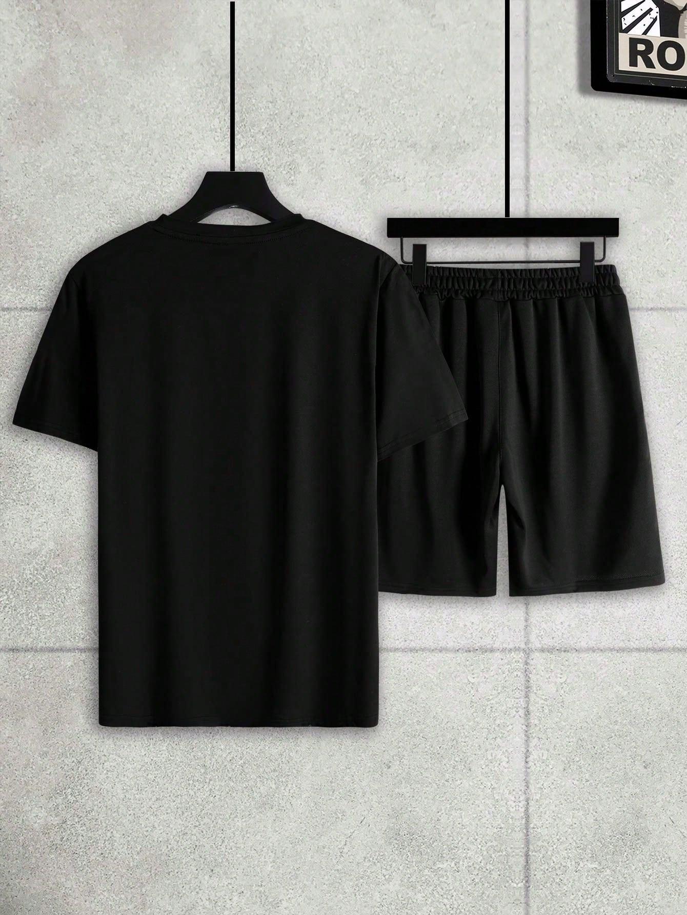 CZARNY KOMPLET T-SHIRT SPODENKI