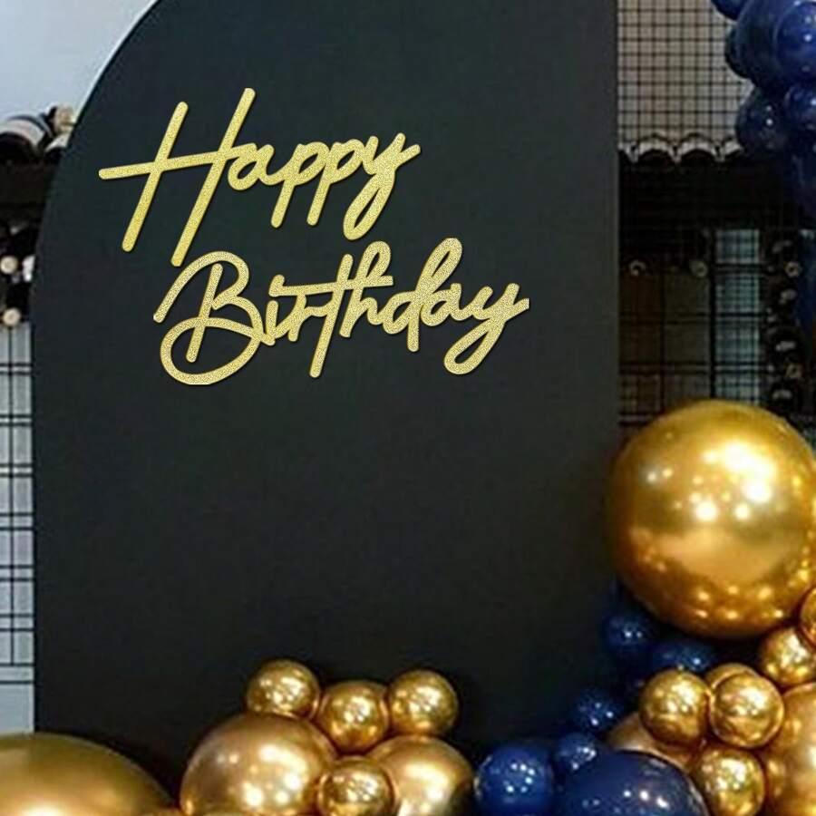 złoty napis na ściankę happy birthday