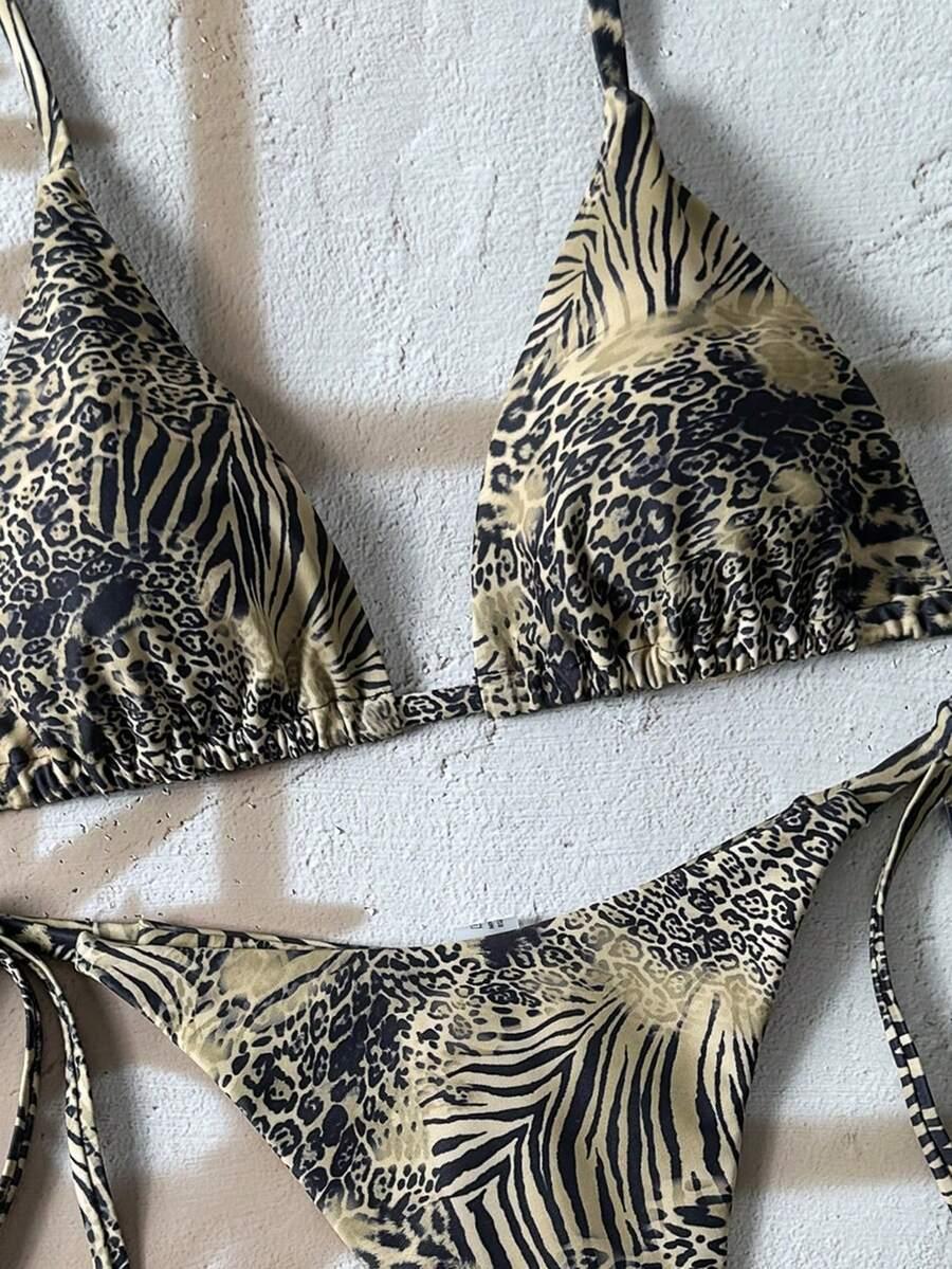 dwuczęściowy strój kąpielowy animal print
