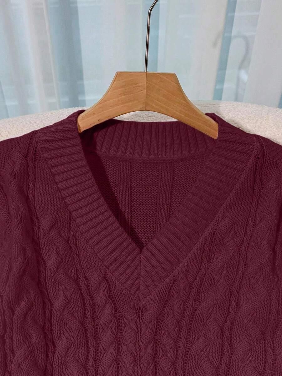 bordowy sweter v neck 