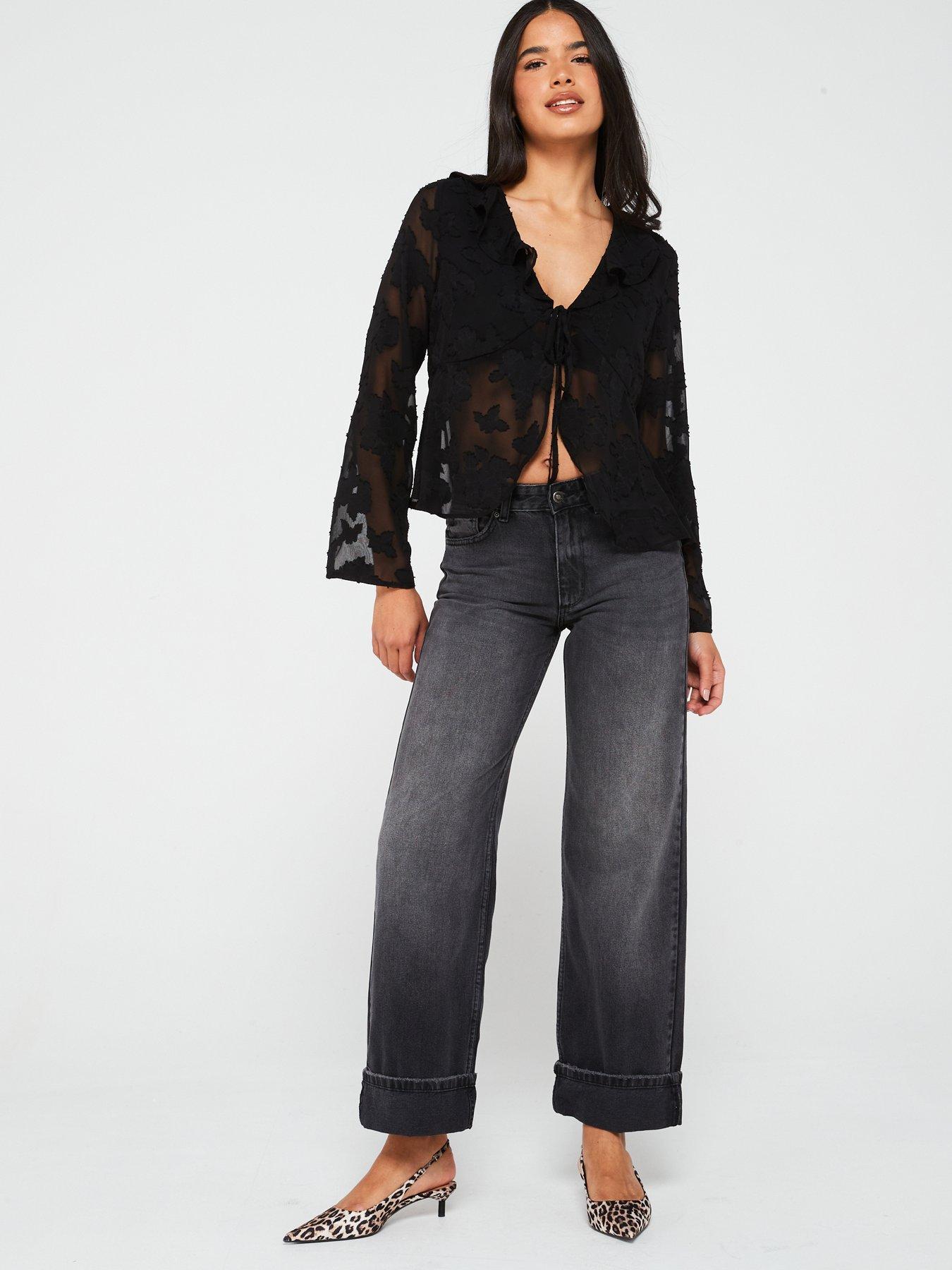 ONLY JEANSY Z SZEROKIMI NOGAWKAMI MID WAIST 