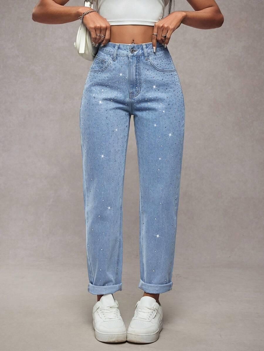 NIEBIESKIE SPODNIE JEANS ZDOBIENIA