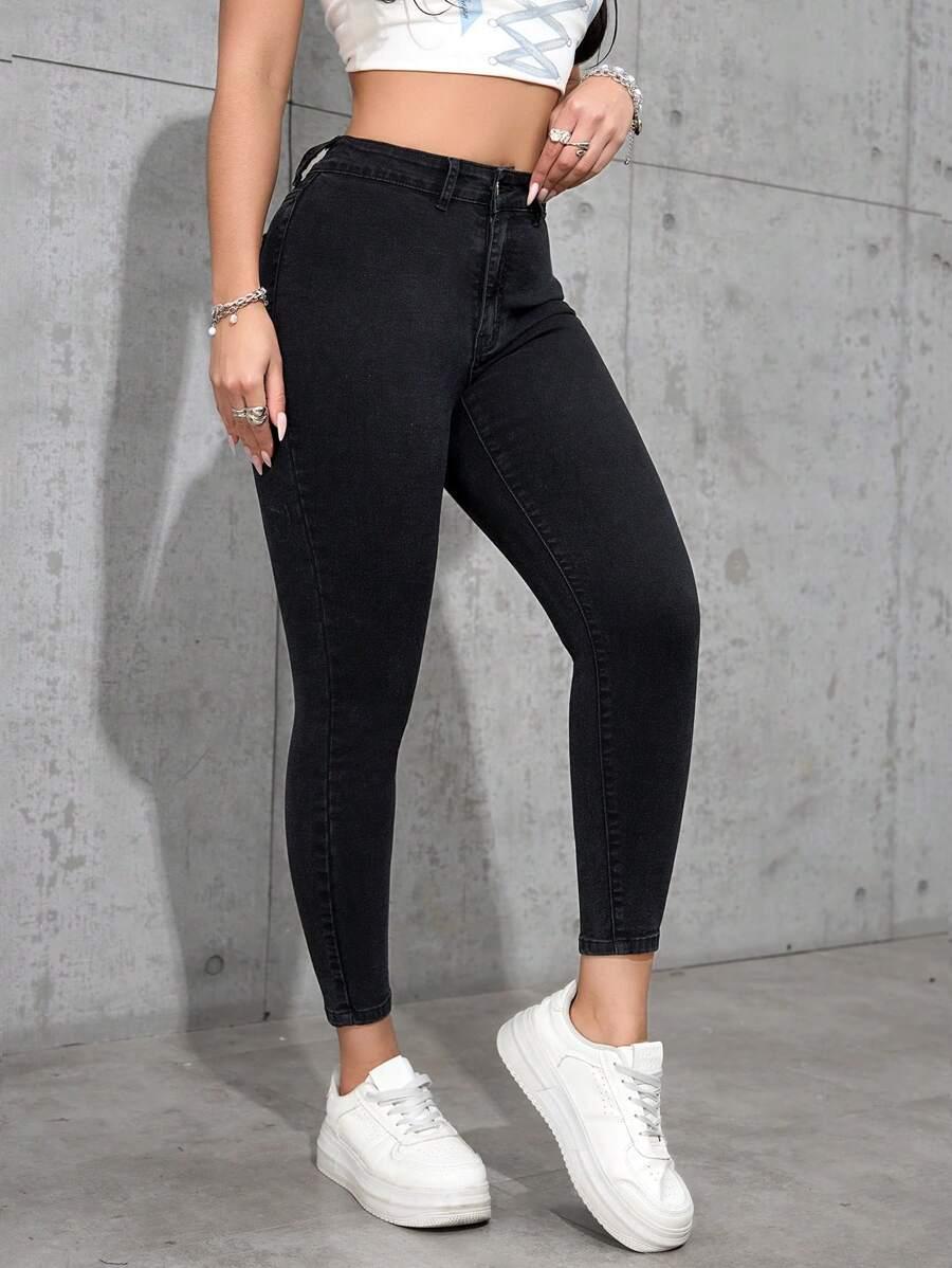 CZARNE SPODNIE JEANS 