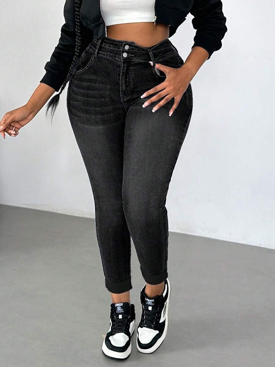 CZARNE SPODNIE JEANS 