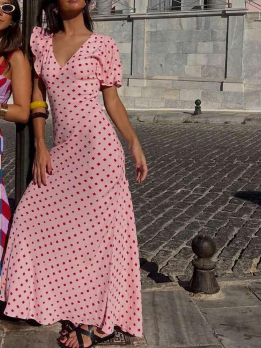 MAXI SUKIENKA KRÓTKI RĘKAW