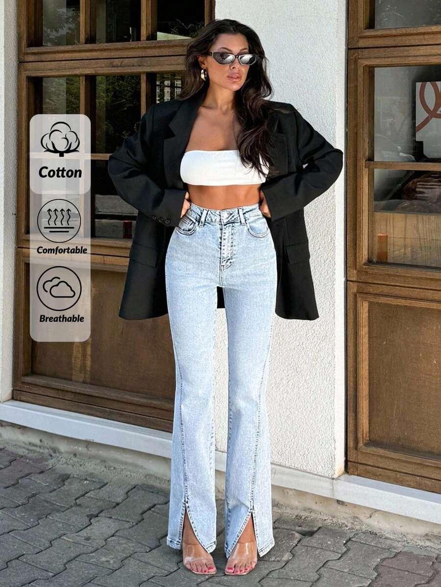niebieskie spodnie jeans