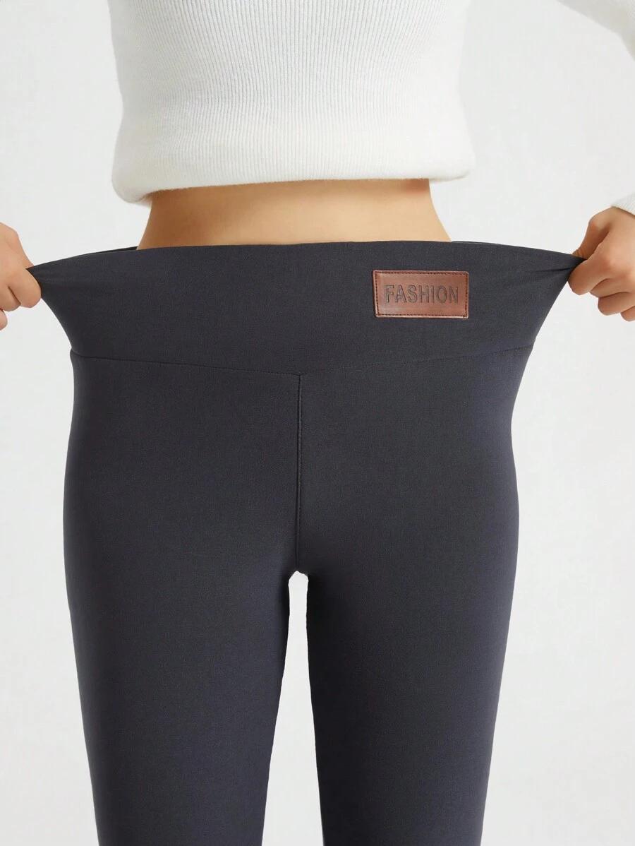 szare ocieplane legginsy
