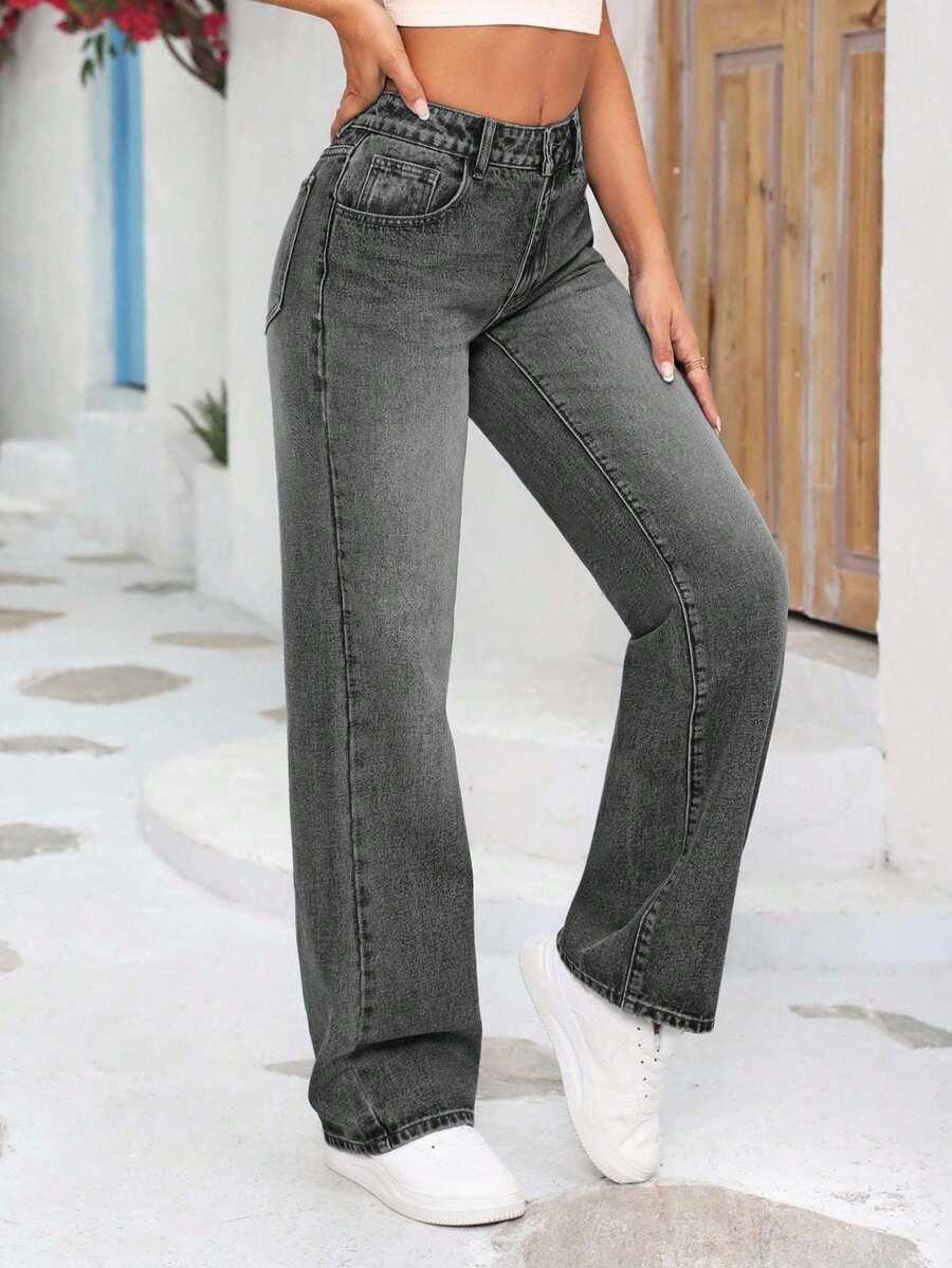 SZARE PROSTE SPODNIE JEANS
