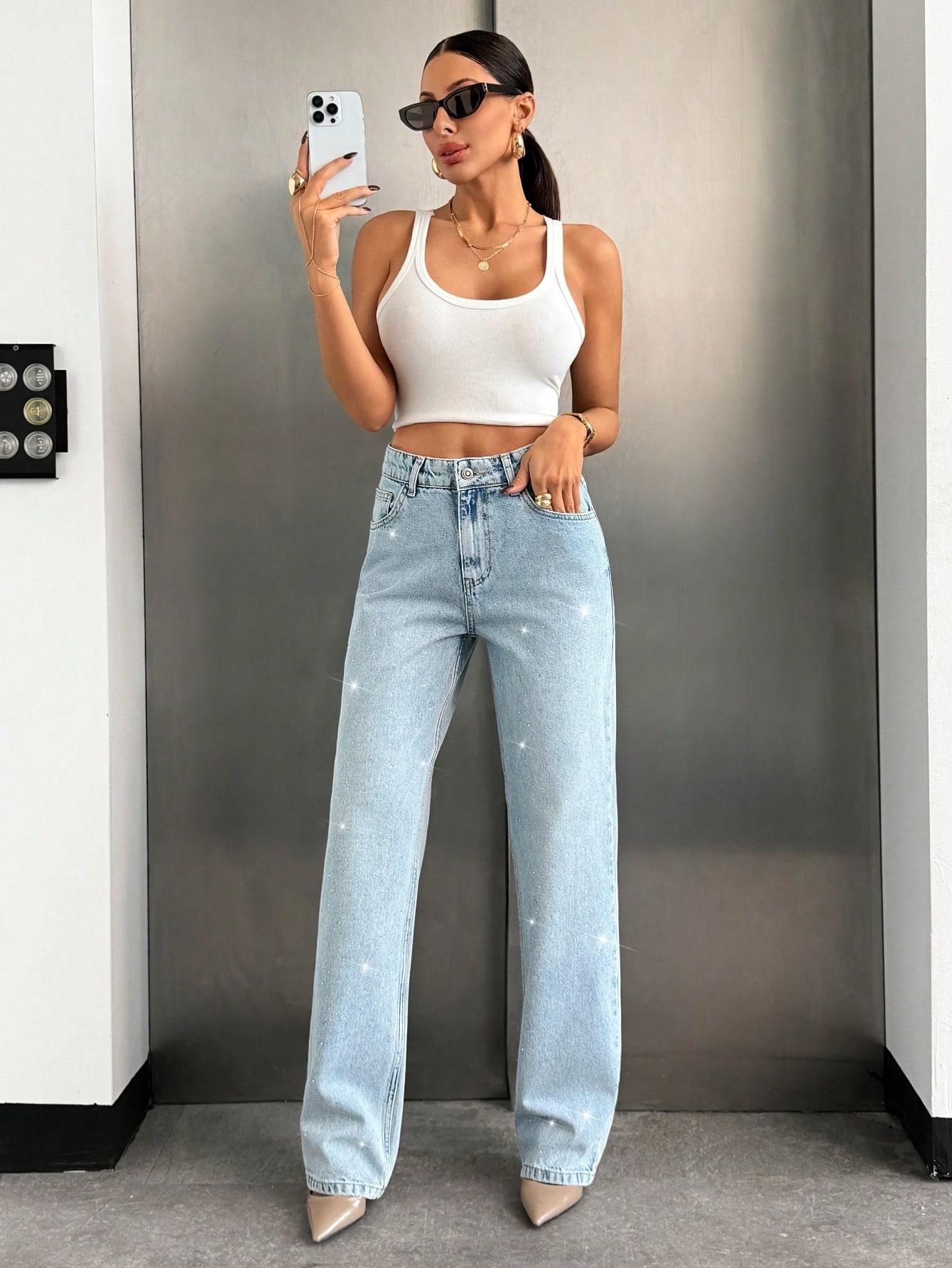 NIEBIESKIE SPODNIE JEANS ZDOBIENIE